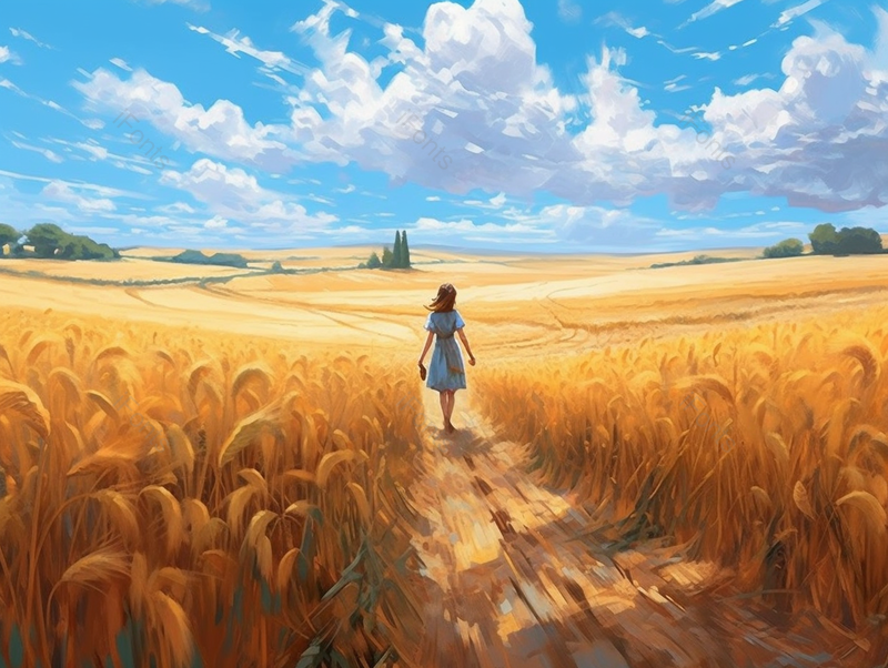 蓝天漫画卡通女生节气人物插画背景,插画/手绘图,插画/手绘图库,插画/手绘图下载,插画/手绘